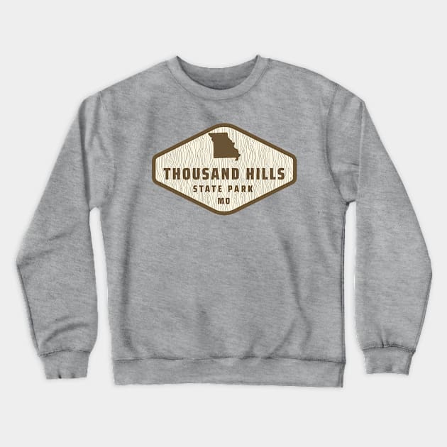 Thousand Hills State Park Missouri - Tree Log Texture Wooded Sign Sticker Crewneck Sweatshirt by Go With Tammy